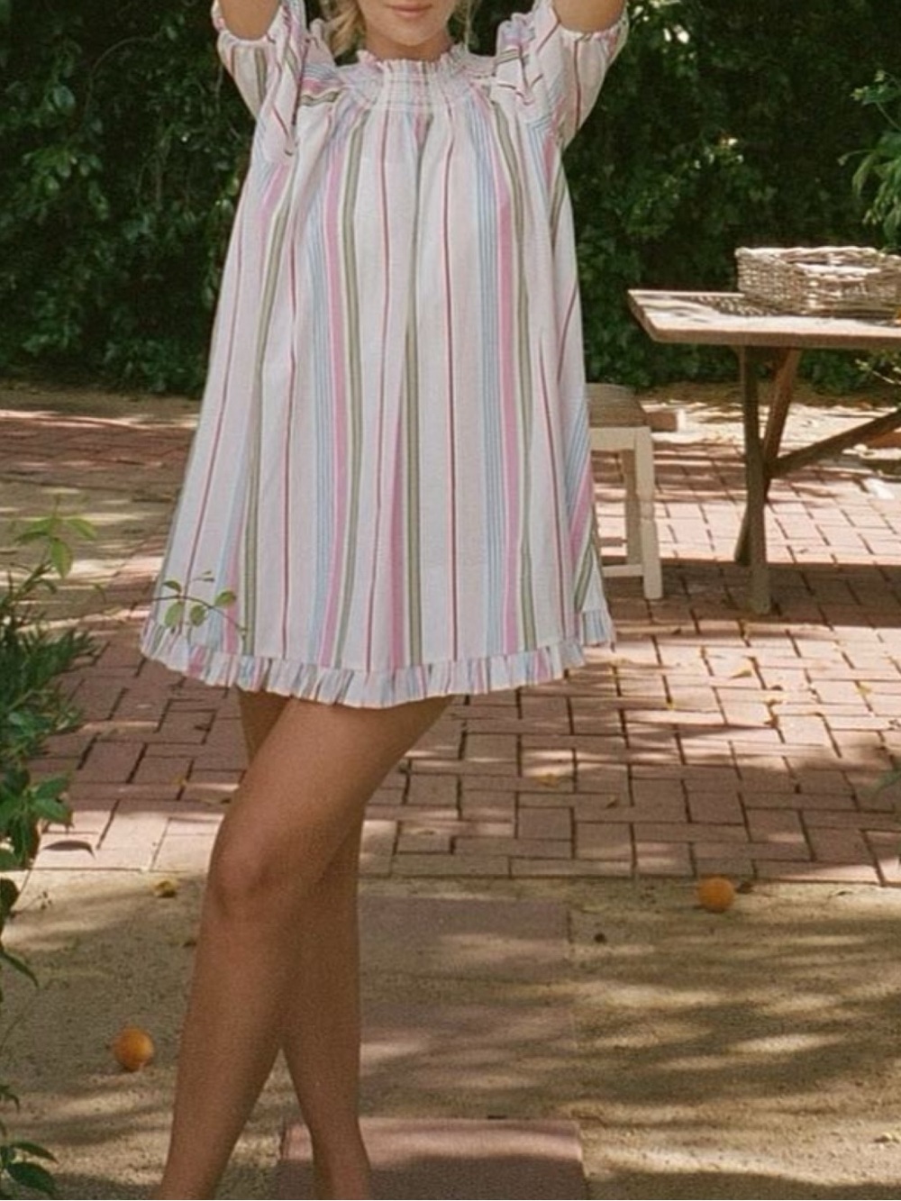 Hill House Home Genevieve Nap Dress In Striped Rainbow Mini Dress Size Medium